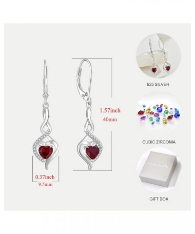 Infinity Heart Earrings Sterling Silver Twisted Leverback Earring Gemstones Jewelry for Women 07-Ruby-Jul $34.08 Earrings