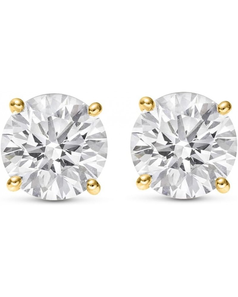 1/4-2 Carat Total Weight GIA Certified Round Diamond Stud Earrings 4 Prong Push Back (D-E Color VS1-VS2 Clarity) 0.85 Carat Y...