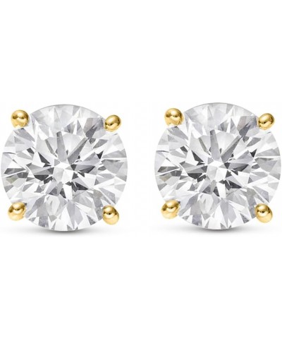 1/4-2 Carat Total Weight GIA Certified Round Diamond Stud Earrings 4 Prong Push Back (D-E Color VS1-VS2 Clarity) 0.85 Carat Y...