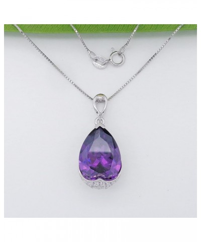 925 Sterling Silver 18k White Gold Plated 10.5ct Pear Emerald Ruby Sapphire Necklace Pendant 18"… Purple $25.07 Necklaces