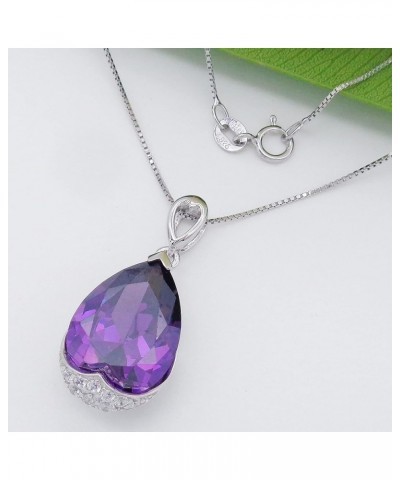 925 Sterling Silver 18k White Gold Plated 10.5ct Pear Emerald Ruby Sapphire Necklace Pendant 18"… Purple $25.07 Necklaces