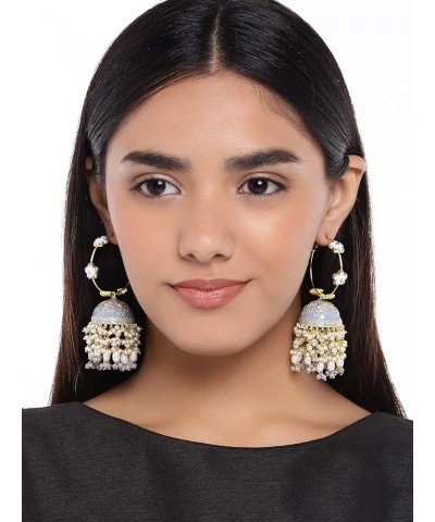 Earrings Indian Traditional Bollywood Jewelry For Women Girls Hoop Grey Bali $15.75 Earrings