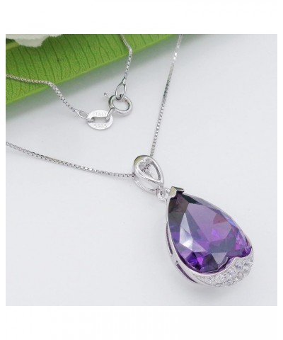 925 Sterling Silver 18k White Gold Plated 10.5ct Pear Emerald Ruby Sapphire Necklace Pendant 18"… Purple $25.07 Necklaces