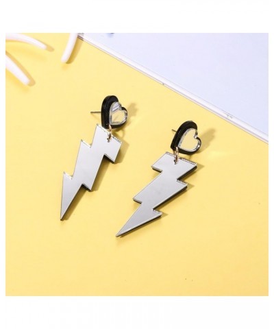 Lightning Bolt Earrings Colorful Mirror Surface Lightning Drop Dangle Earrings for Women Fashion 80s Neon Earrings Jewelry Mi...