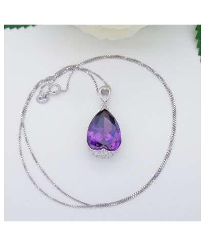 925 Sterling Silver 18k White Gold Plated 10.5ct Pear Emerald Ruby Sapphire Necklace Pendant 18"… Purple $25.07 Necklaces