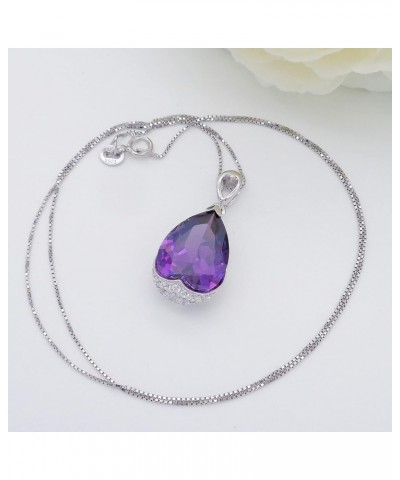 925 Sterling Silver 18k White Gold Plated 10.5ct Pear Emerald Ruby Sapphire Necklace Pendant 18"… Purple $25.07 Necklaces