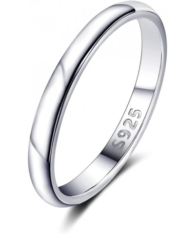 925 Sterling Silver Ring for Women Men Stacking Wedding Band Rings for Couples Simple Finger Stackable Statement Dome Plain T...