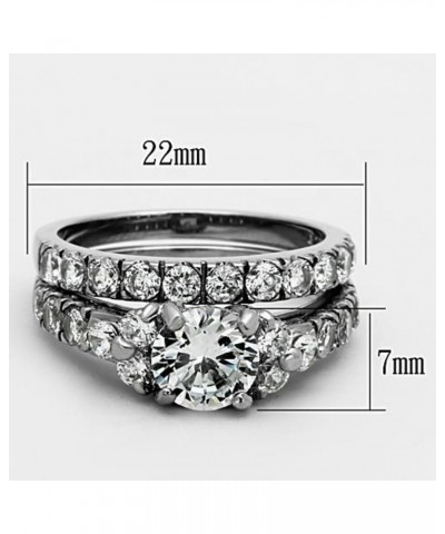 His and Her 3 Piece Stainless Steel 2.50 Carat Cubic Zirconia Bridal Set and Men's Wedding Band Women's Size 09 Men's Size 13...