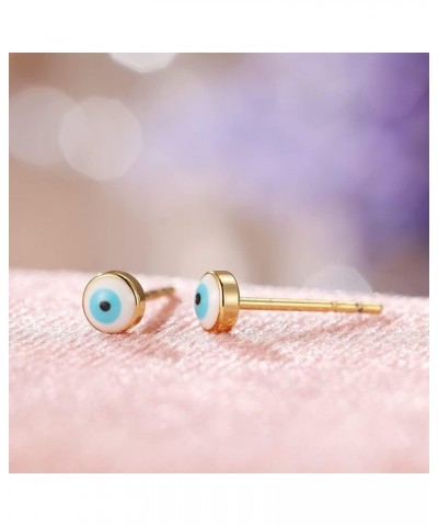 Blue Evil Eye Mini Stud Earrings for Women Little Girls and Men Dainty Minimalist Tiny Cartilage Tragus Small Cute Hypoallerg...