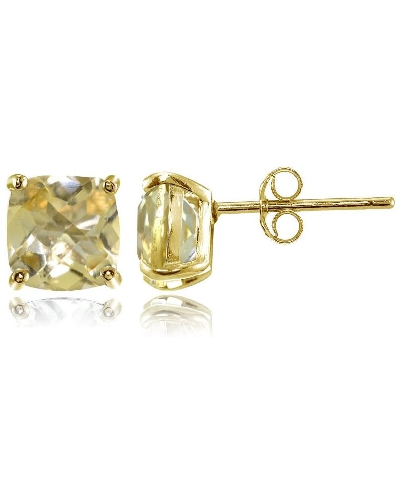 Sterling Silver 5mm Cushion-Cut Gemstones Stud Earrings, Choice of Colors Citrine-Gold Flashed Silver $13.10 Earrings