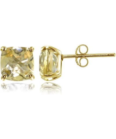 Sterling Silver 5mm Cushion-Cut Gemstones Stud Earrings, Choice of Colors Citrine-Gold Flashed Silver $13.10 Earrings