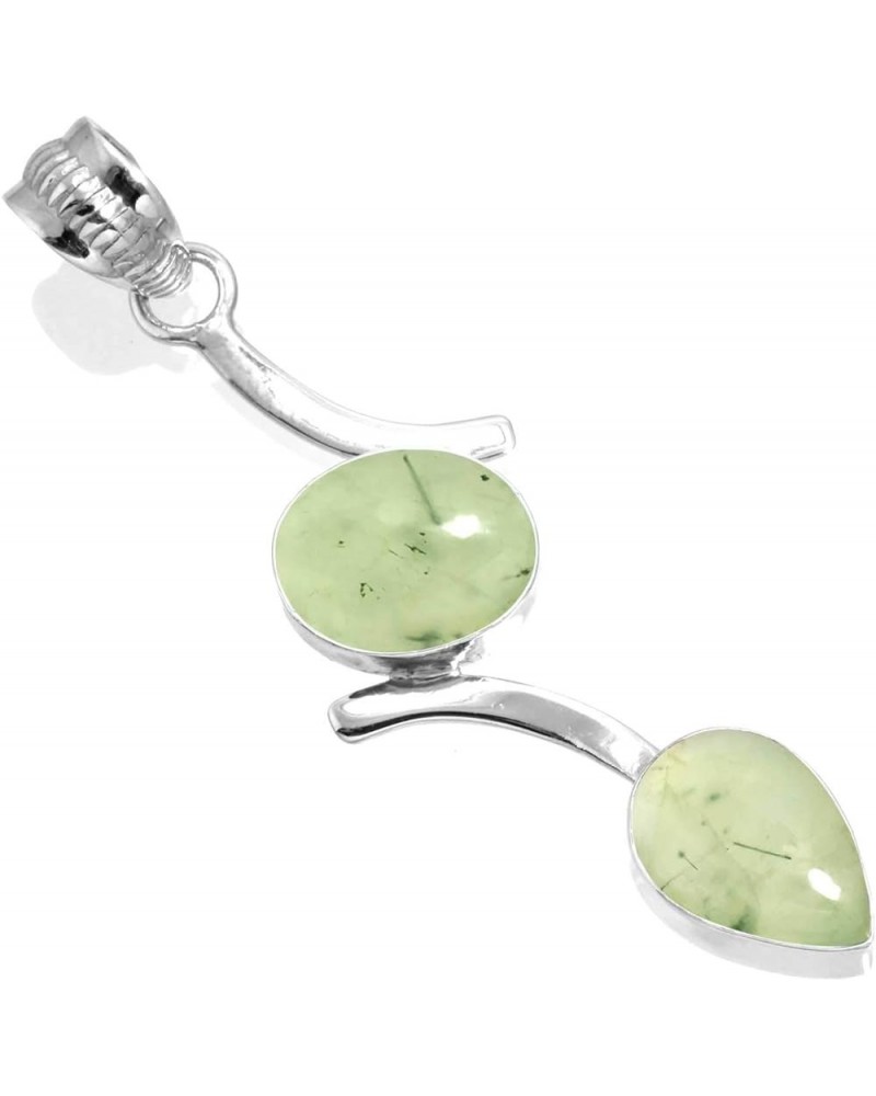 925 Sterling Silver Handmade Pendant for Women Two Gemstone Boho Silver Jewelry for Gift (99599_P) Prehnite $16.28 Pendants