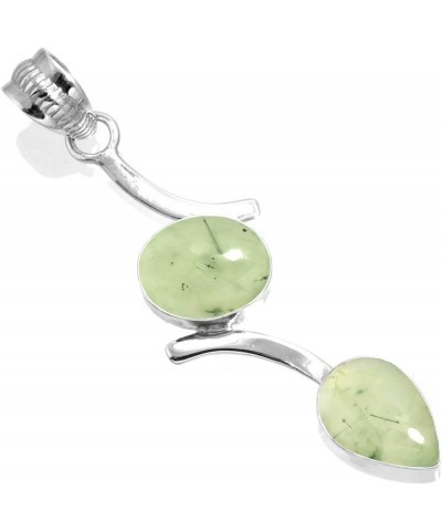 925 Sterling Silver Handmade Pendant for Women Two Gemstone Boho Silver Jewelry for Gift (99599_P) Prehnite $16.28 Pendants