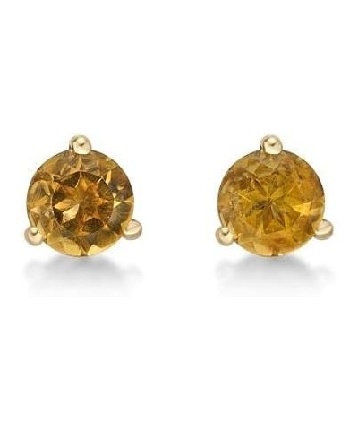 3mm Gemstone Round Stud Earrings for Women in 14k Yellow Gold with 3-Prong Martini Birthstone Jewelry Citrine $36.00 Earrings