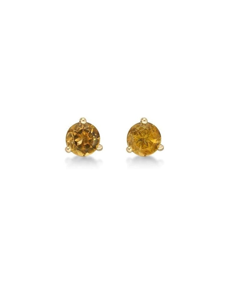 3mm Gemstone Round Stud Earrings for Women in 14k Yellow Gold with 3-Prong Martini Birthstone Jewelry Citrine $36.00 Earrings