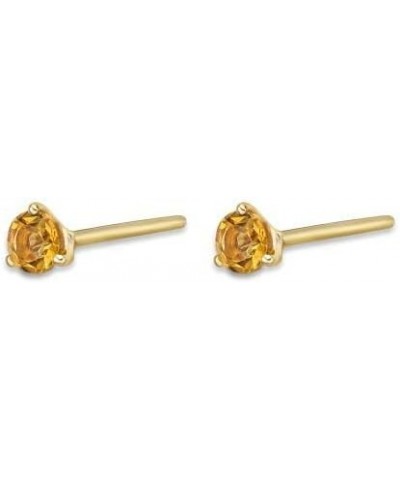 3mm Gemstone Round Stud Earrings for Women in 14k Yellow Gold with 3-Prong Martini Birthstone Jewelry Citrine $36.00 Earrings