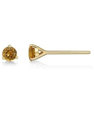 3mm Gemstone Round Stud Earrings for Women in 14k Yellow Gold with 3-Prong Martini Birthstone Jewelry Citrine $36.00 Earrings