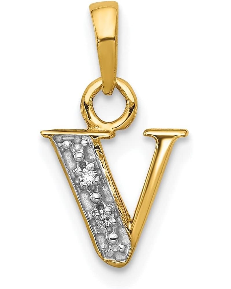 10K Yellow Gold Diamond Initial Charm Pendant (Length 15mm Width 8 mm) Initial: V $70.40 Pendants