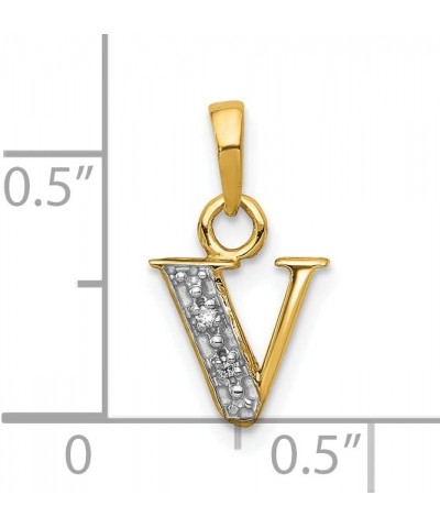 10K Yellow Gold Diamond Initial Charm Pendant (Length 15mm Width 8 mm) Initial: V $70.40 Pendants