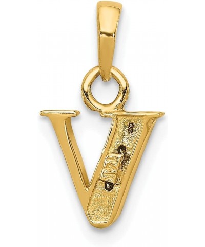 10K Yellow Gold Diamond Initial Charm Pendant (Length 15mm Width 8 mm) Initial: V $70.40 Pendants