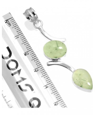 925 Sterling Silver Handmade Pendant for Women Two Gemstone Boho Silver Jewelry for Gift (99599_P) Prehnite $16.28 Pendants