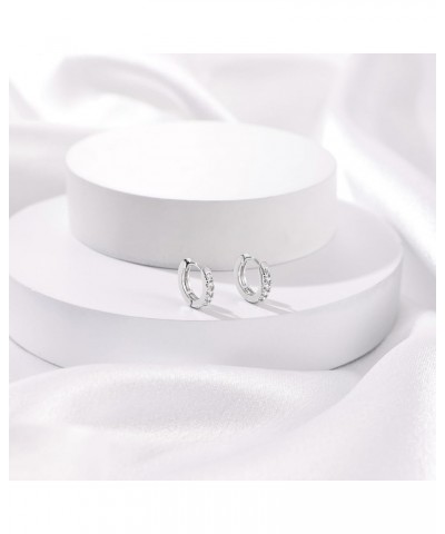 3 Pairs Small Hoop Earrings Tiny Cartilage Earrings Cubic Zirconia Earrings White Gold Plated Huggie Hoop Ear Piercing Earrin...