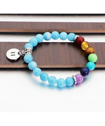 Natrual Stone 7 Chakras Bracelet with Pause Charm 8mm Beads Yoga Elastic Bracelet Pause Bracelet Zen Bracelet Yoga Jewelry Aq...