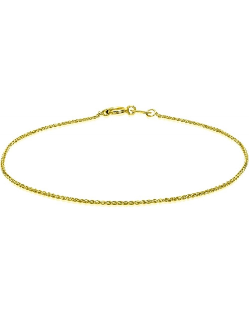 Sterling Silver 1mm Diamond-Cut Spiga Wheat Chain Bracelet For Women, Size 7.25" Italy Yellow Gold $11.00 Bracelets