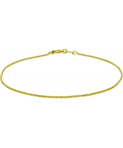 Sterling Silver 1mm Diamond-Cut Spiga Wheat Chain Bracelet For Women, Size 7.25" Italy Yellow Gold $11.00 Bracelets