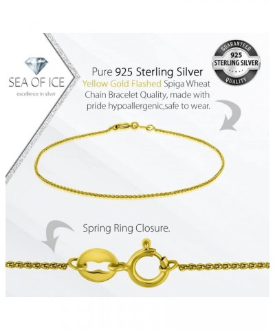 Sterling Silver 1mm Diamond-Cut Spiga Wheat Chain Bracelet For Women, Size 7.25" Italy Yellow Gold $11.00 Bracelets