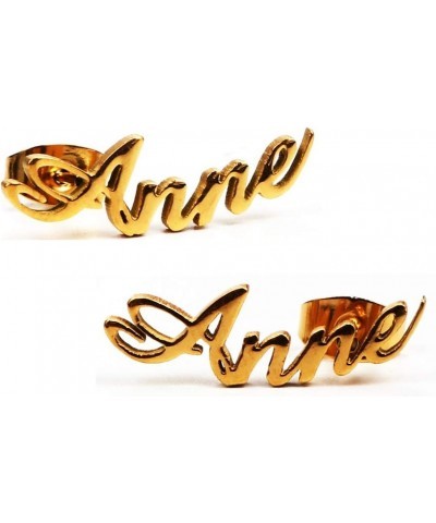 Pretty Personalized Name Earrings, Gold Plated Customized Stud Earrings for Womens Girls Anne $10.84 Earrings