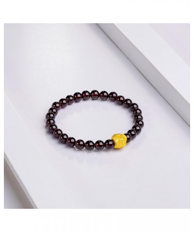 24K Solid Gold Bracelet for Women, Real Pure Gold Jewelry Garnet Beaded Bracelet for Men Teen Girls Rose $100.70 Bracelets