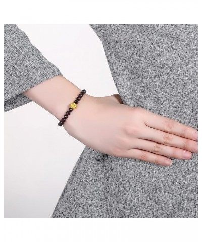 24K Solid Gold Bracelet for Women, Real Pure Gold Jewelry Garnet Beaded Bracelet for Men Teen Girls Rose $100.70 Bracelets