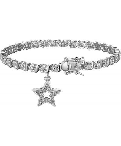 Charm Bracelet with Diamond Accent S-Link Chain, Diamond Tennis Bracelets, Bracelets for Women Star Silver $16.10 Bracelets