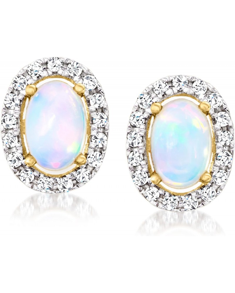 Canaria Opal and .17 ct. t.w. Diamond Halo Earrings in 10kt Yellow Gold $123.58 Earrings