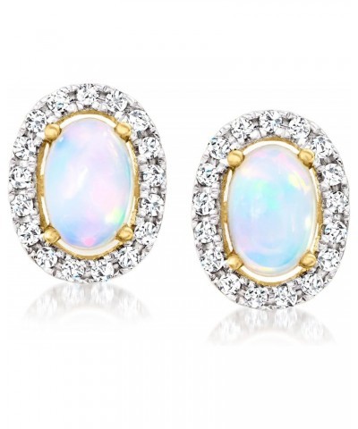 Canaria Opal and .17 ct. t.w. Diamond Halo Earrings in 10kt Yellow Gold $123.58 Earrings