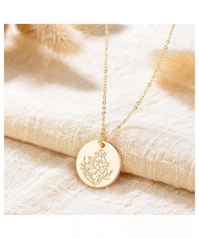 Gold Necklace for Women 14k Gold Plated Dainty Simple Coin Pendant Necklece Round Disc Flower Star Moon Butterfly Eye Cat Han...