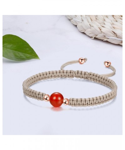 Natural Agate Bracelet for Women, 8MM Agate Bead Healing Stone Bracelet, Friendship Couple Birthday Gift R-khaki $9.17 Bracelets