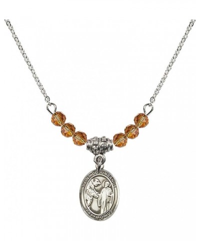 November Birth Month Bead Necklace with Catholic Patron Saint Petite Charm, 18 Inch Saint Columbanus $32.44 Necklaces