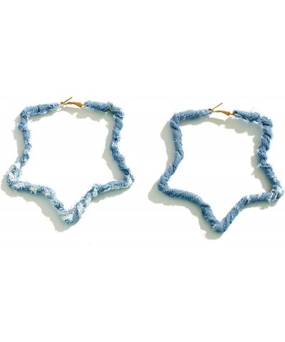 Bohemia Denim Earrings for Women Exaggerated Big Blue Hoop Earrings Star Earrings Heart Earrings Denim Accessories for Women ...