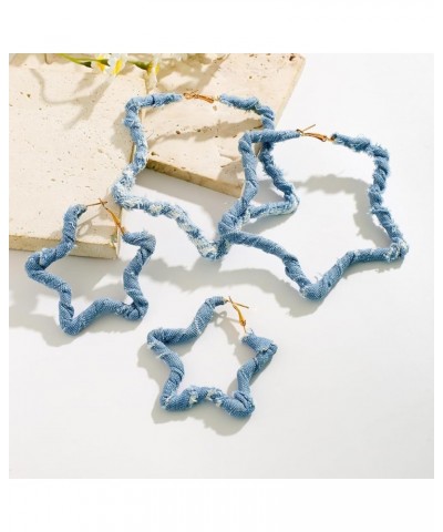 Bohemia Denim Earrings for Women Exaggerated Big Blue Hoop Earrings Star Earrings Heart Earrings Denim Accessories for Women ...