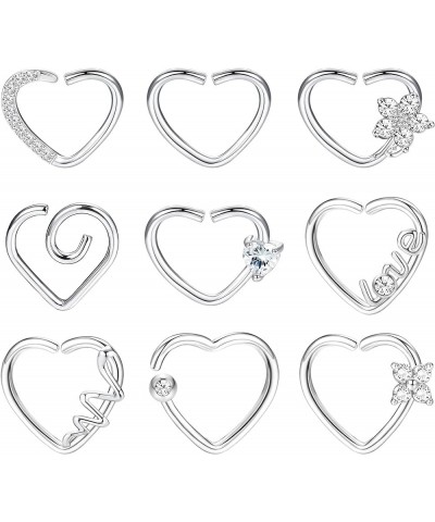 9Pcs Daith Piercing Jewelry Stainless Steel 16g Heart Daith Piercing Jewelry for Women Cartilage Tragus Helix Earrings Septum...