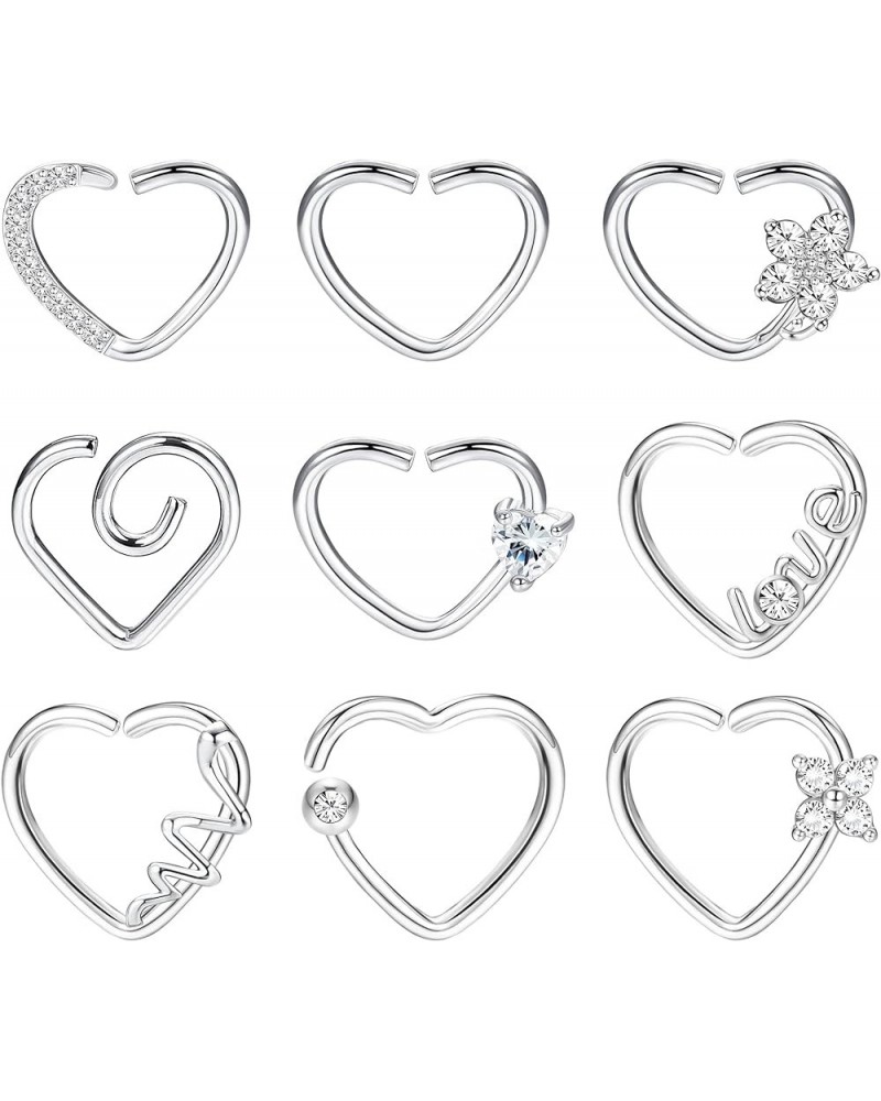 9Pcs Daith Piercing Jewelry Stainless Steel 16g Heart Daith Piercing Jewelry for Women Cartilage Tragus Helix Earrings Septum...