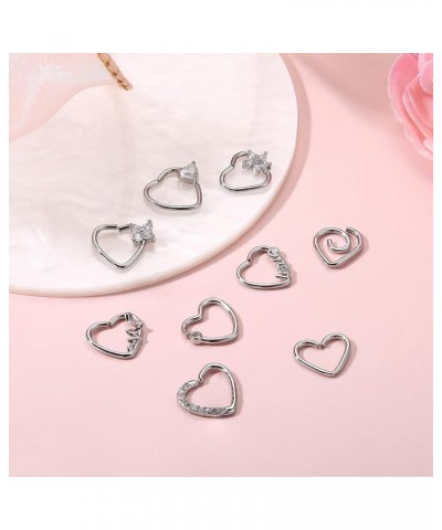 9Pcs Daith Piercing Jewelry Stainless Steel 16g Heart Daith Piercing Jewelry for Women Cartilage Tragus Helix Earrings Septum...