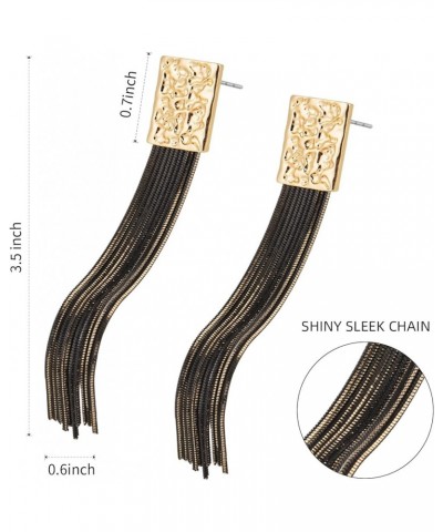 Long Chain Tassel Earrings Elegant - Sleek Chain Fringe Dangle Earrings for Party, Wedding or Event BLACK $8.09 Earrings