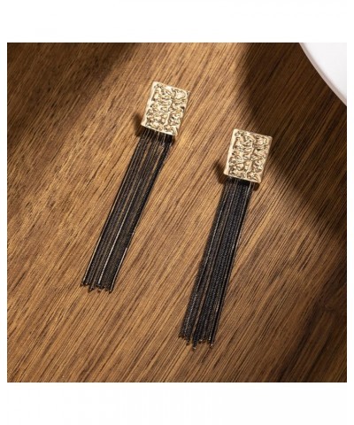 Long Chain Tassel Earrings Elegant - Sleek Chain Fringe Dangle Earrings for Party, Wedding or Event BLACK $8.09 Earrings