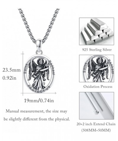 925 Sterling Silver Patron Saint Amulet Necklace | 7 Archangel Protection Medal Pendant Necklace | Saint Raphael,Michael,Chri...