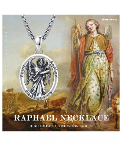 925 Sterling Silver Patron Saint Amulet Necklace | 7 Archangel Protection Medal Pendant Necklace | Saint Raphael,Michael,Chri...