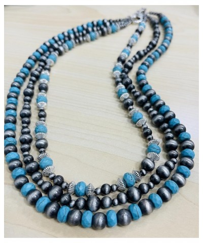 Multi-strand Navajo Pearl & Turquoise Necklace Jewelry (18"20"22" with extension of 2") – Western Jewelry Cowgirl, Vintage Be...