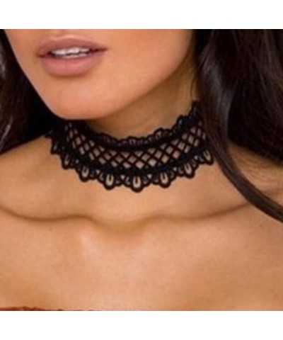 Boho Punk Vintage Black Lace Shiny Alloy Sexy Choker Necklace for Women Chunky Short Necklace Black Chain Necklace Jewelry fo...